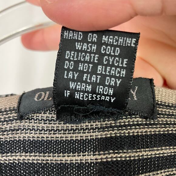 Oliver Perry | Black Beige Striped Silk Cotton Lightweight Sweater Womens XL - Picture 4 of 5